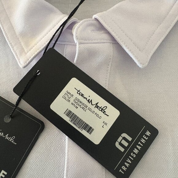 NEW NWT Travis Mathew Oceanside Polo Short Sleeve White L Wrinkle Resistant - Picture 8 of 13